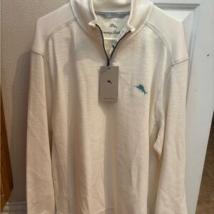 Tommy Bahama Cream Pullover with Blue Embroidery